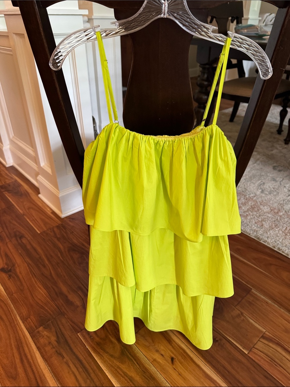 Day + Moon ruffle dress, chartreuse, size S